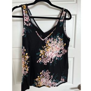 Black Floral Tank - Size L